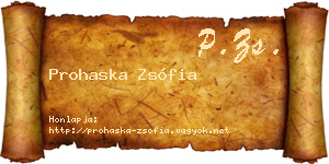 Prohaska Zsófia névjegykártya